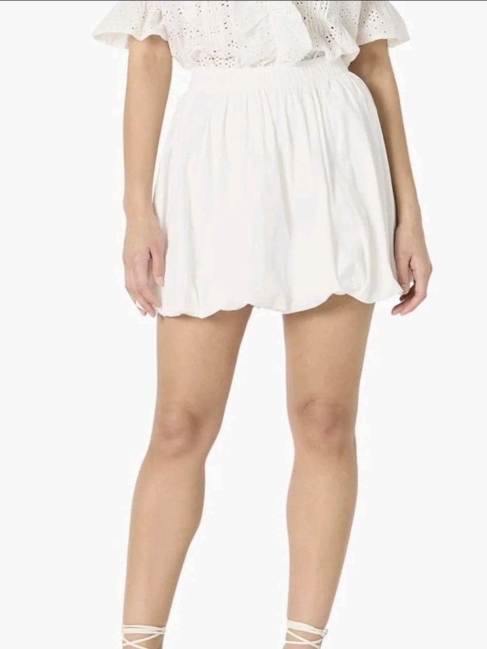 THE DROP NWT SZ: SMALL WHITE BUBBLE HEM MINI SKIRT